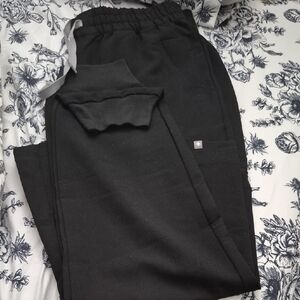 Figs Black Elastic-Waist Size Medium Jogger Scrub Pants Regulsr Waist